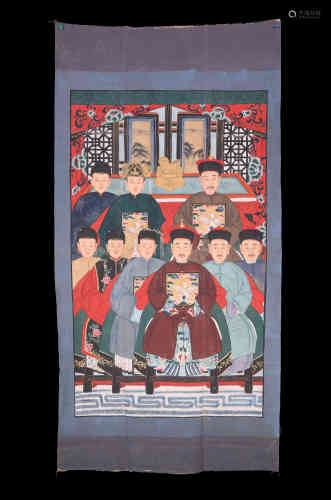 A Chinese Ancient Official Family Portrait