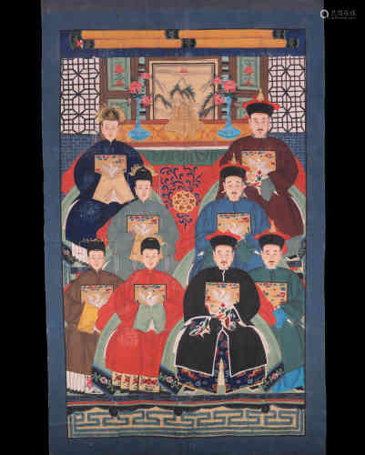 A Chinese Ancient Official Family Portrait