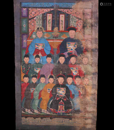 A Chinese Ancient Official Family Portrait