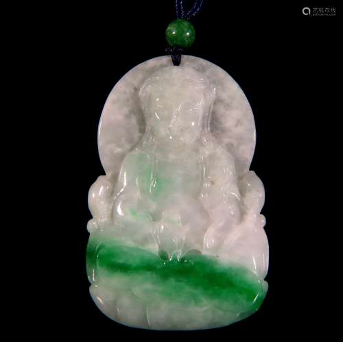 A Chinese Jadeite Guanyin Shaped Pendant