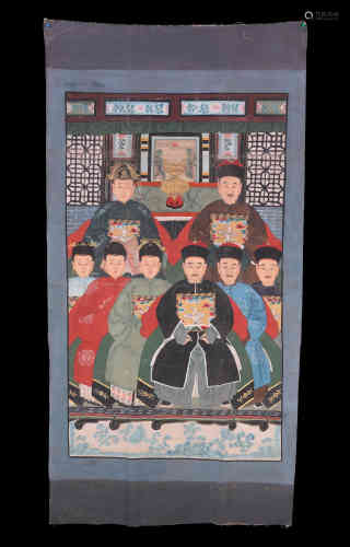 A Chinese Ancient Official Family Portrait