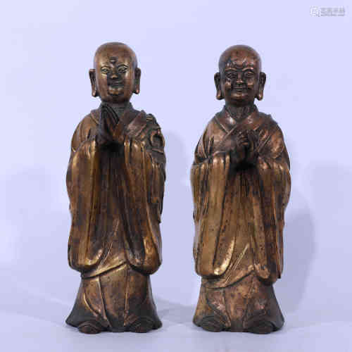 Two Bronze Gilding Buddha Figures