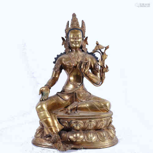 A Bronze Gilding Statue of Green Tara