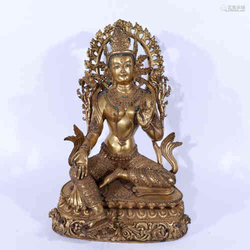 A Bronze Gilding Statue of Green Tara