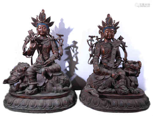 The Bronze Lacquered Gold Samantabhadra and Manjusri