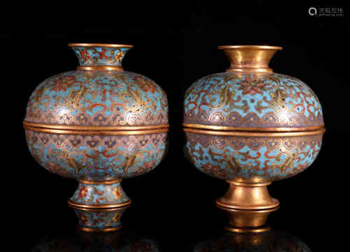 A Pair of Chinese Cloisonne Vases