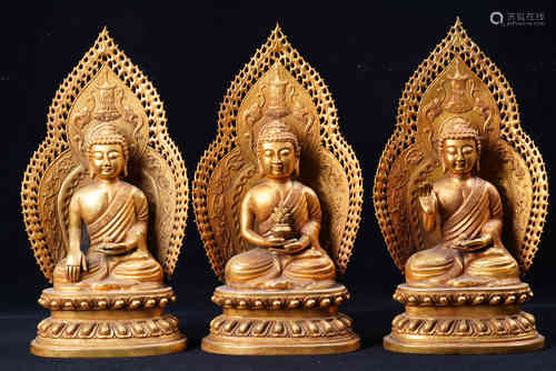 The Bronze Gilding Trikalea Buddhas