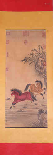 A Set of 10 Chinese Paintings, Lang Shining Mark