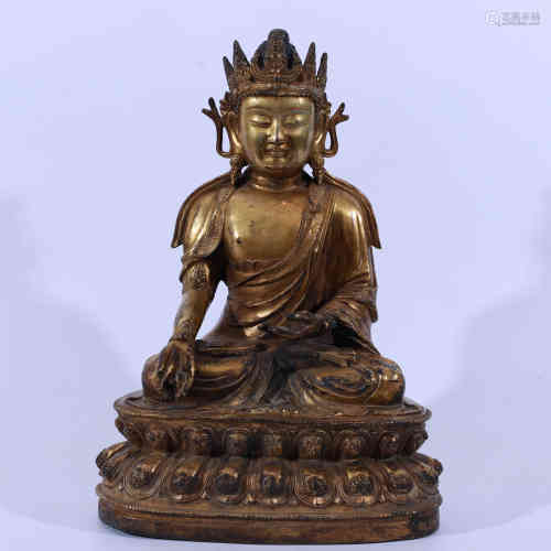A Chinese Bronze Gilding Medicine Buddha