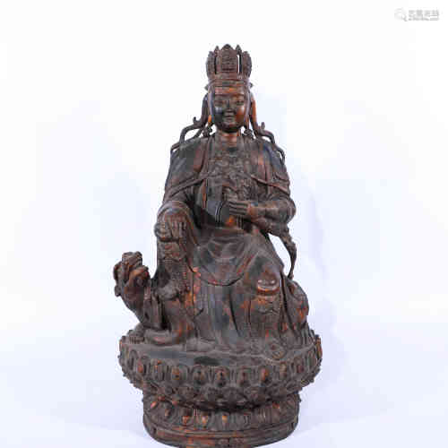 A Chinese Bronze Lacquered Gold Guanyin Bodhisattva