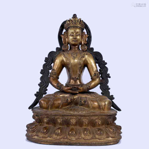 A Chinese Bronze Gilding Amitabha