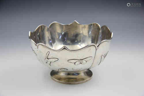A Chinese Silver Lotus Petal Shaped Bowl