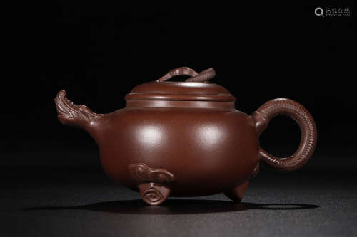 A Chinese Zisha Purple Clay Teapot