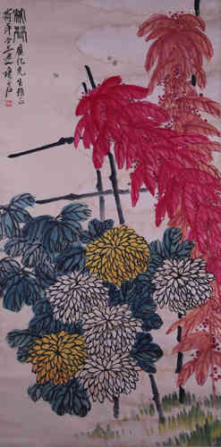 A Chinese Bird-and-plant Painting, Qi Baishi Mark