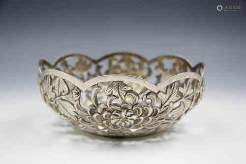A Chinese Hollow-carved Silver Bowl