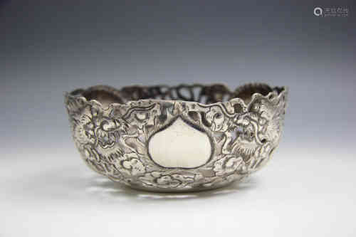 A Chinese Hollow-carved Silver Bowl