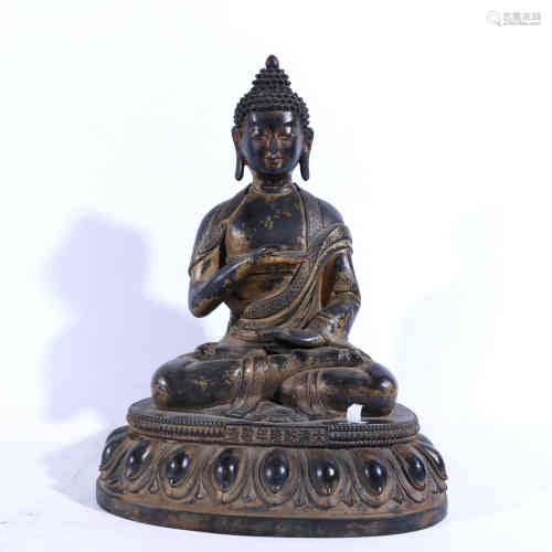 A Chinese Bronze Lacquered Gold Buddha Statue