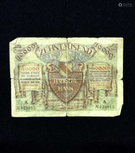 GERMAN REICH CURRENCY, BADISCHE BANK ZEHNTAUSEND MARK