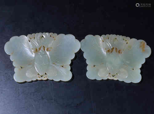 A Pair of Chinese Jade Butterflies