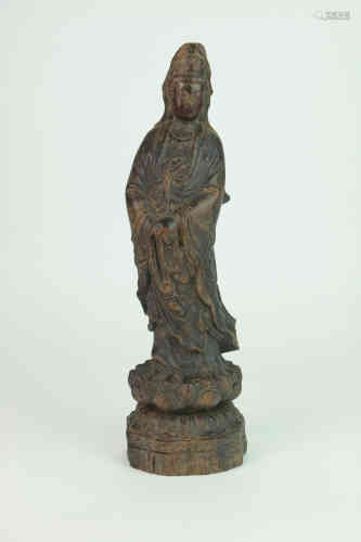 A Chinese Wood Carved Guanyin