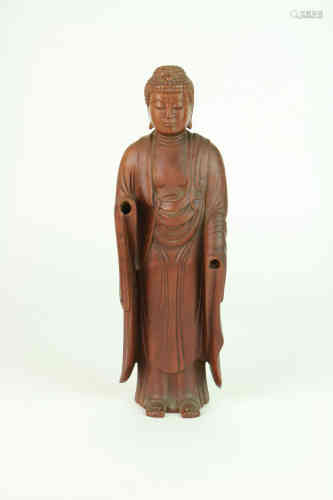 A Chinese Boxwood Carved Buddha 