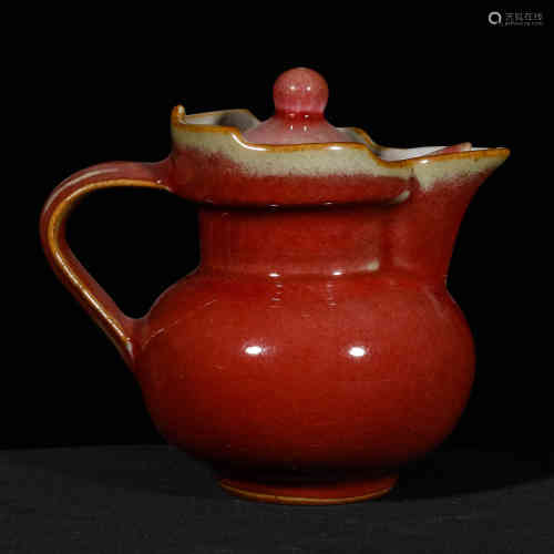 A Chinese Red Glazed Porcelain Pot