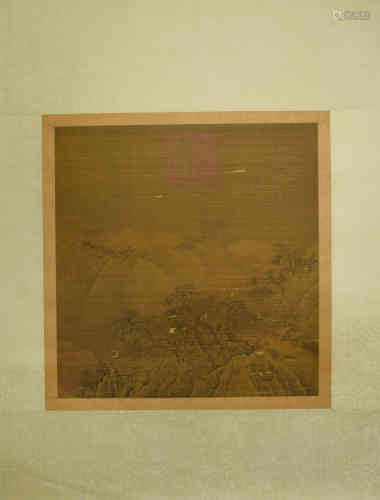 A Chinese Landscape Silk Scroll, Unknown Mark