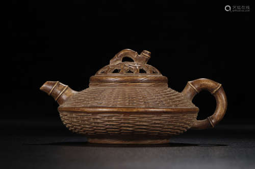 A Chinese Zisha Purple Clay Teapot