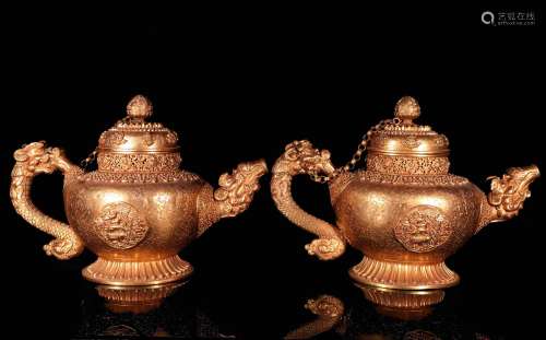 A Pair of Chinese Bronze Pots
