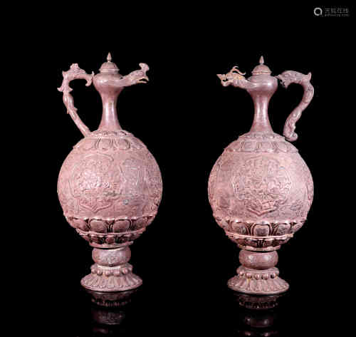 A Pair of Chinese Silver Pots