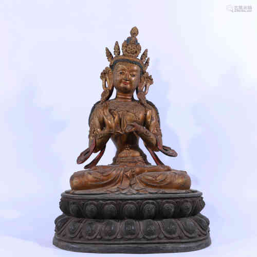 A Chinese Bronze Lacquered Gold Statue of Tara