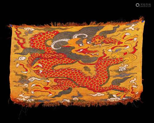 A Chinese Embroidery of Pair of Dragons