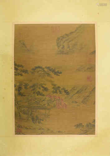 A Chinese Landscape Silk Scroll, Unknown Mark