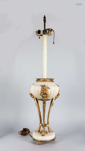 Antique Louis XVI Style Marble Gilt Bronze Lamp