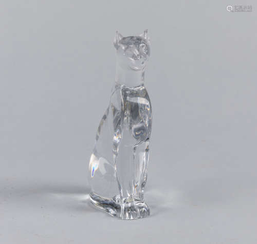 Baccarat French Crystal Sitting Cat Figure