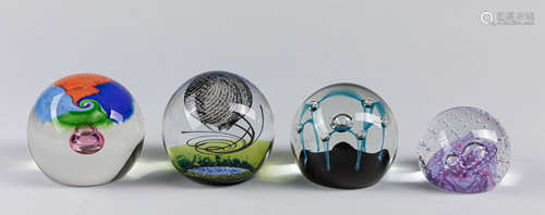 Set Of Caithness Scotland Glass Paperweight