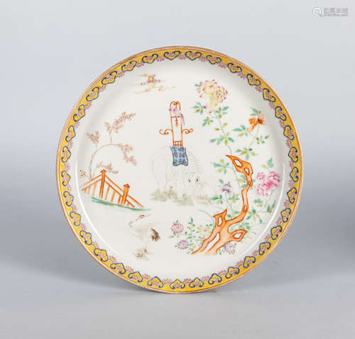 Important 19th Chinese Antique Enamel Porcelain Dish