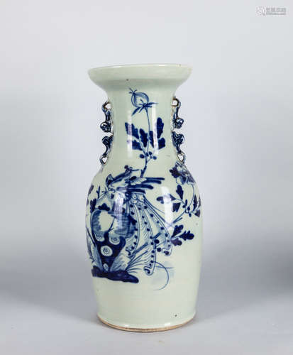 19th Chinese Antique Blue White Porcelain Vase