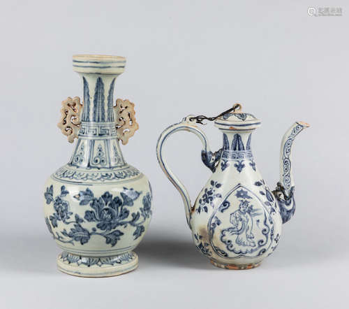 Group Of Ming Chinese Antique Blue White Shipwreck Porcelain