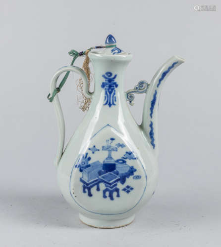 Chinese Antique Blue & White Porcelain Wine Pot