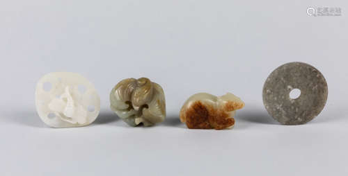 Group Of Chinese Antique Carved Jade Pendants