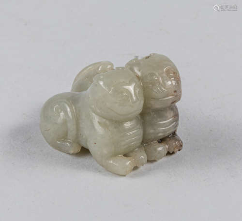 Chinese Carved Ming Style Nephrite Jade Beast