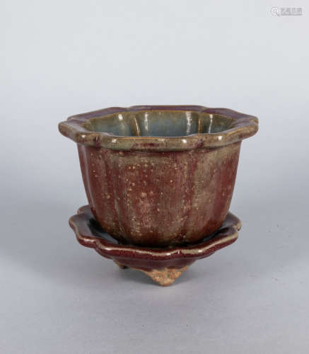 Chinese Antique Decorated Flambe Glazed Pot, 1890-1940