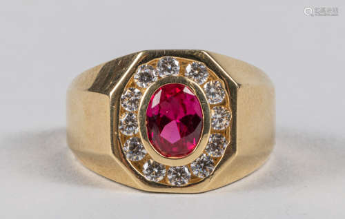 Ruby Diamond 14K Yellow Gold Ring