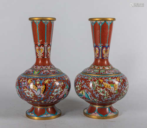 Pair Chinese Cloisonne Vases