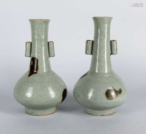 Pair Joseon Korean Antique Celadon Vase