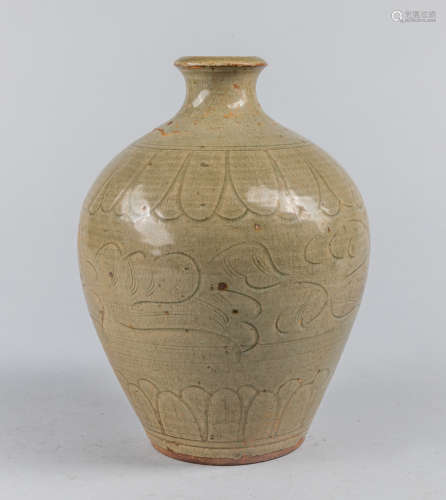Korean Antique Joseon Dynasty Style Celadon Glazed Porcelain Vase