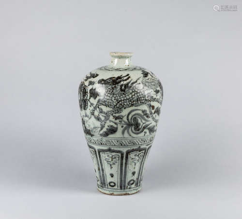 Korean 19th Antique Blue White Porcelain Vase