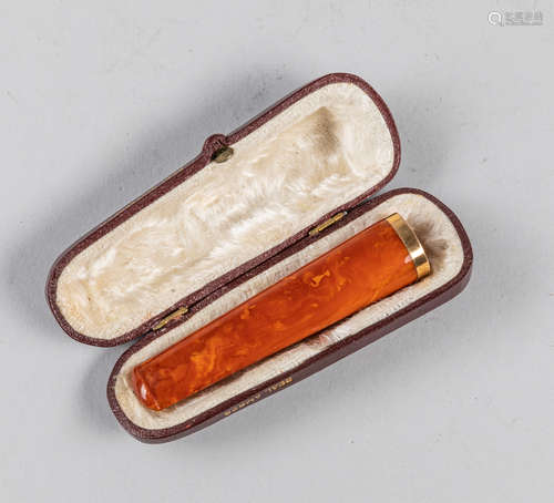 Vintage Amber Cigarette Holder, 14K