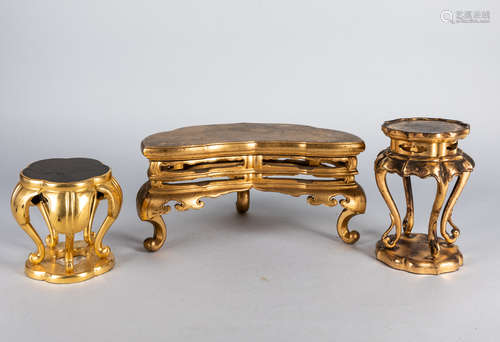 Group Of Japanese Gilt Wood Stands